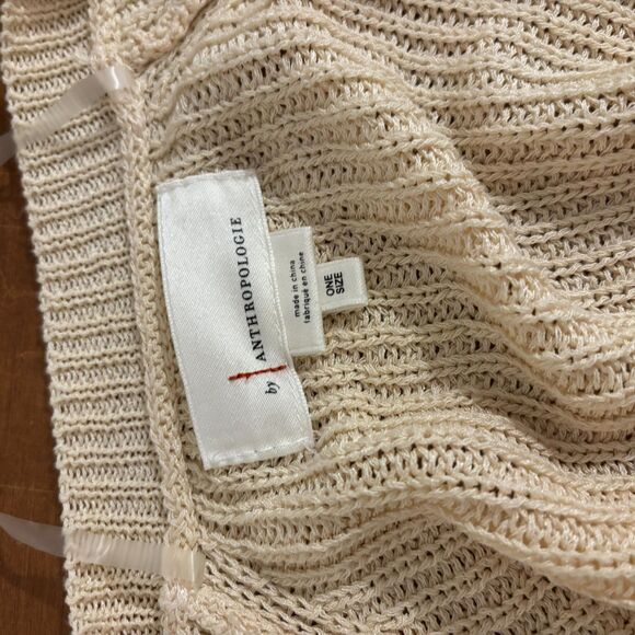 By Anthropologie One Size Neutral Cream Viscose Blend Bolero Cardigan - Picture 3 of 4